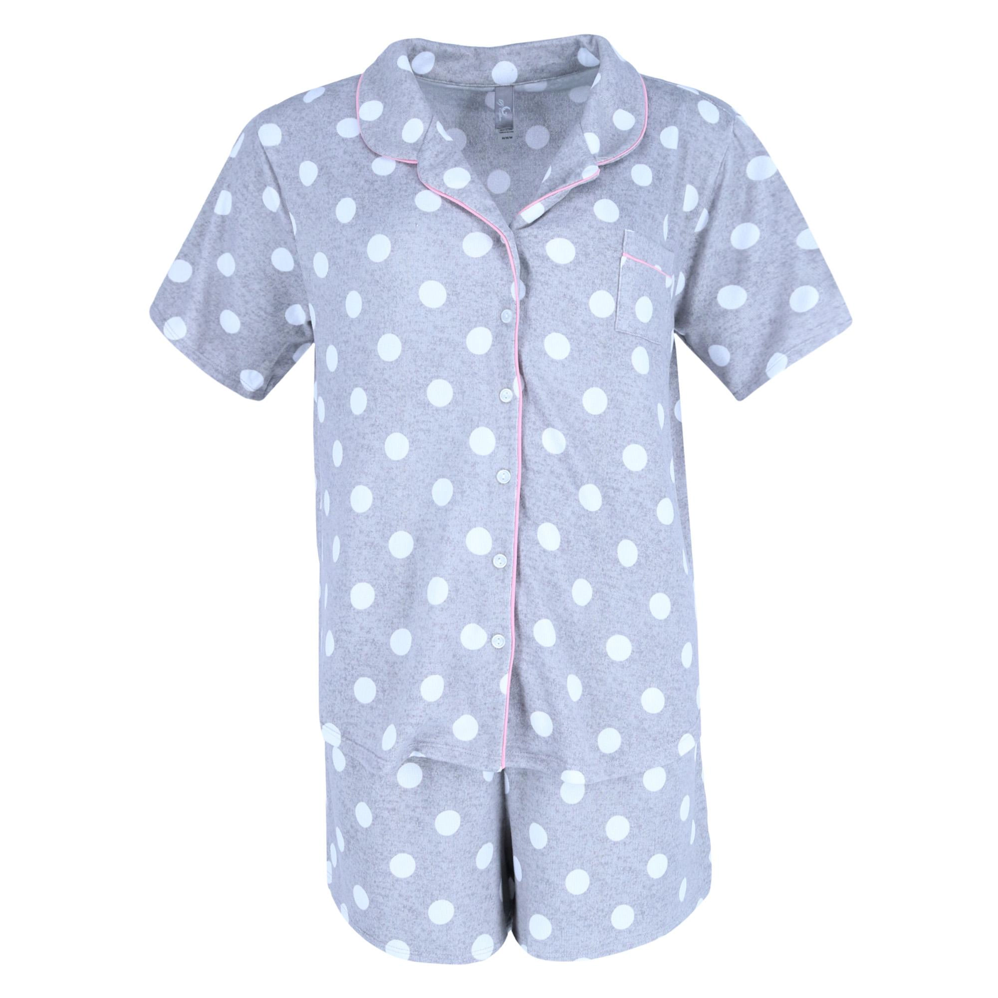 PJ Couture Women's Plus Polka Dot Pajama Short Set