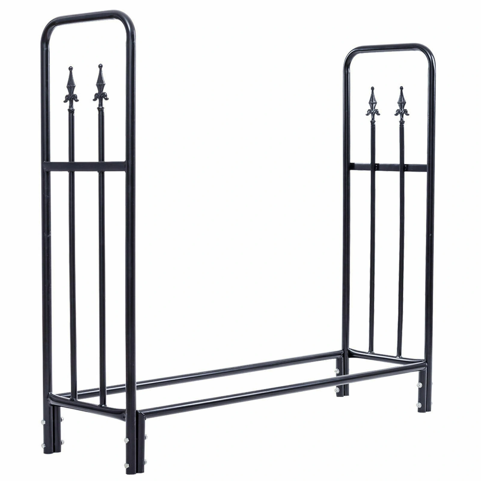 SUGIFT 4-ft Powder Coated Steel Outdoor Firewood Storage Rack 47-in x 14-in x 44.2-in 880-lb Capacity Black