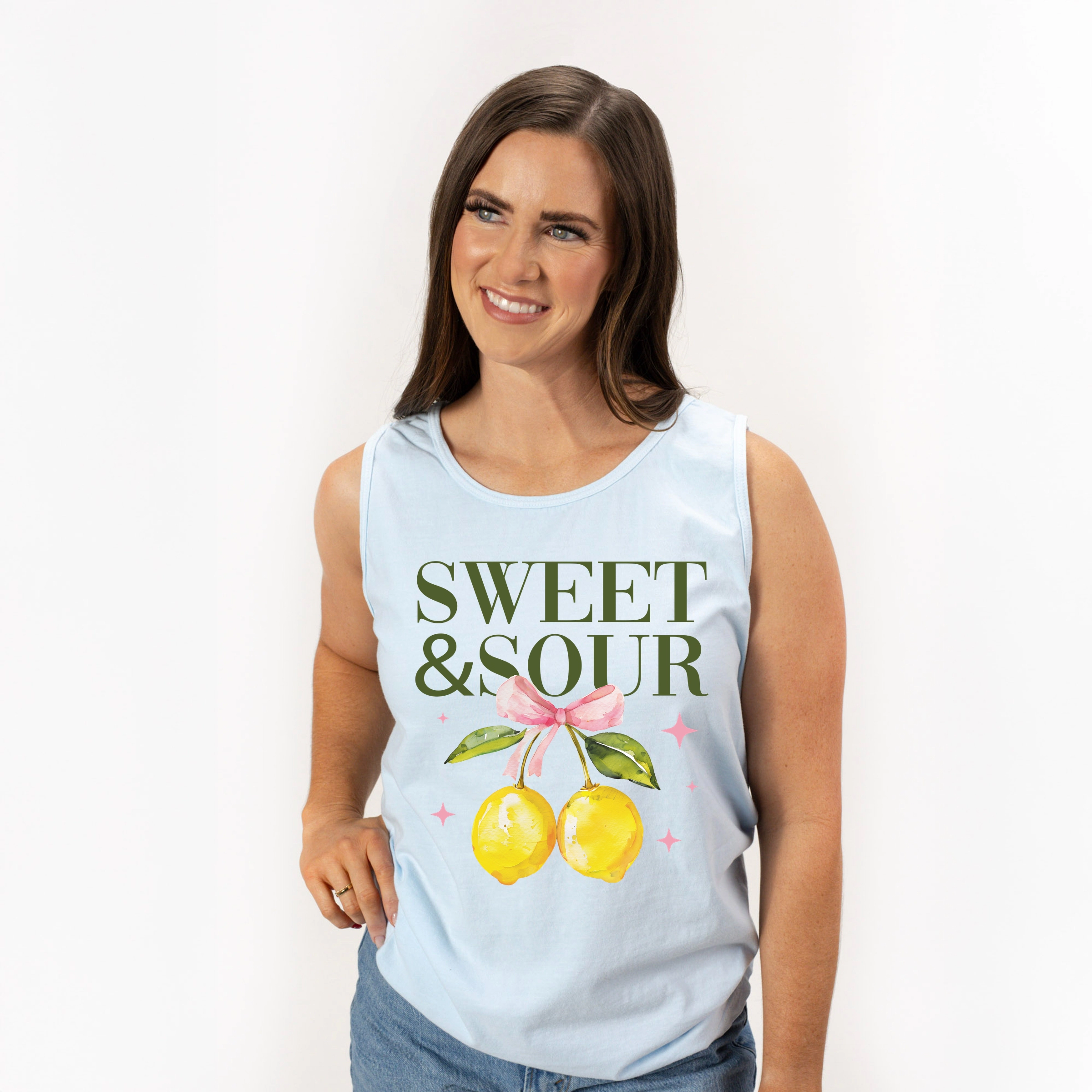 Simply Sage Market - Sweet & Sour Lemon Women's Garment Dyed Graphic Tank Top