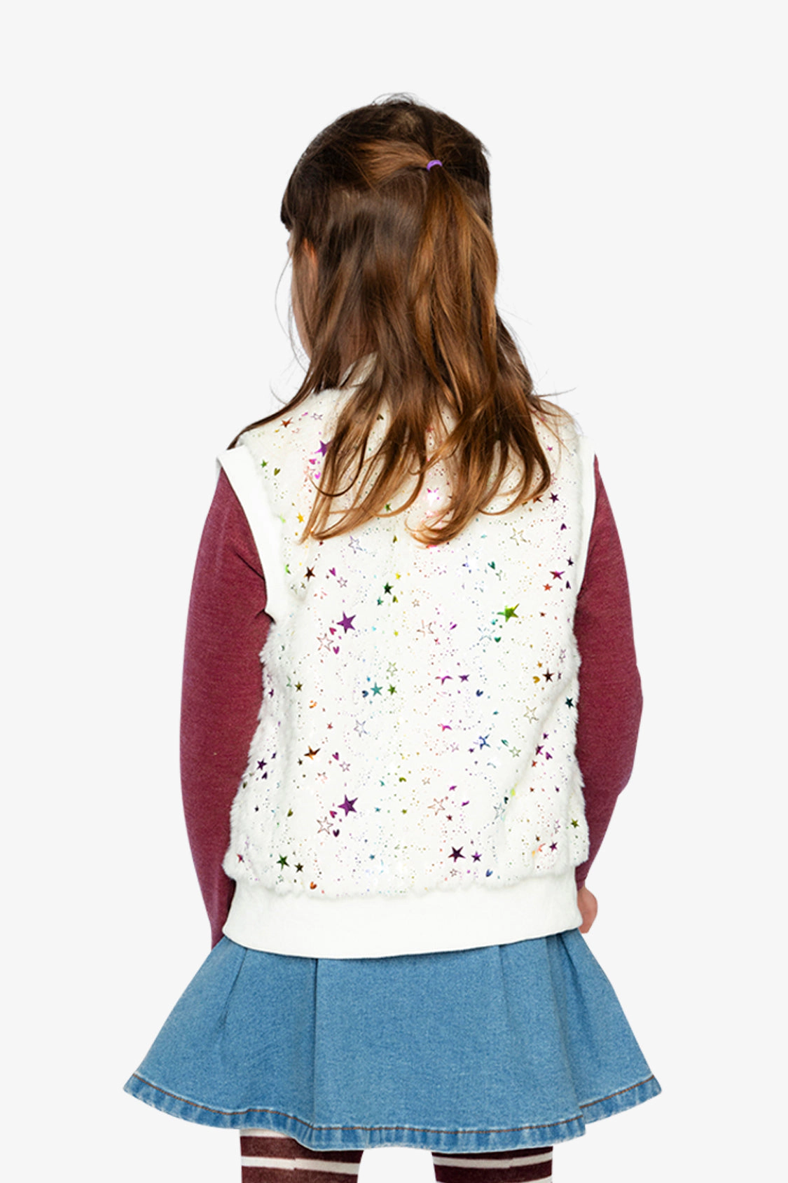 Deux par Girls Star Pattern Faux Fur Sleeveless Vest