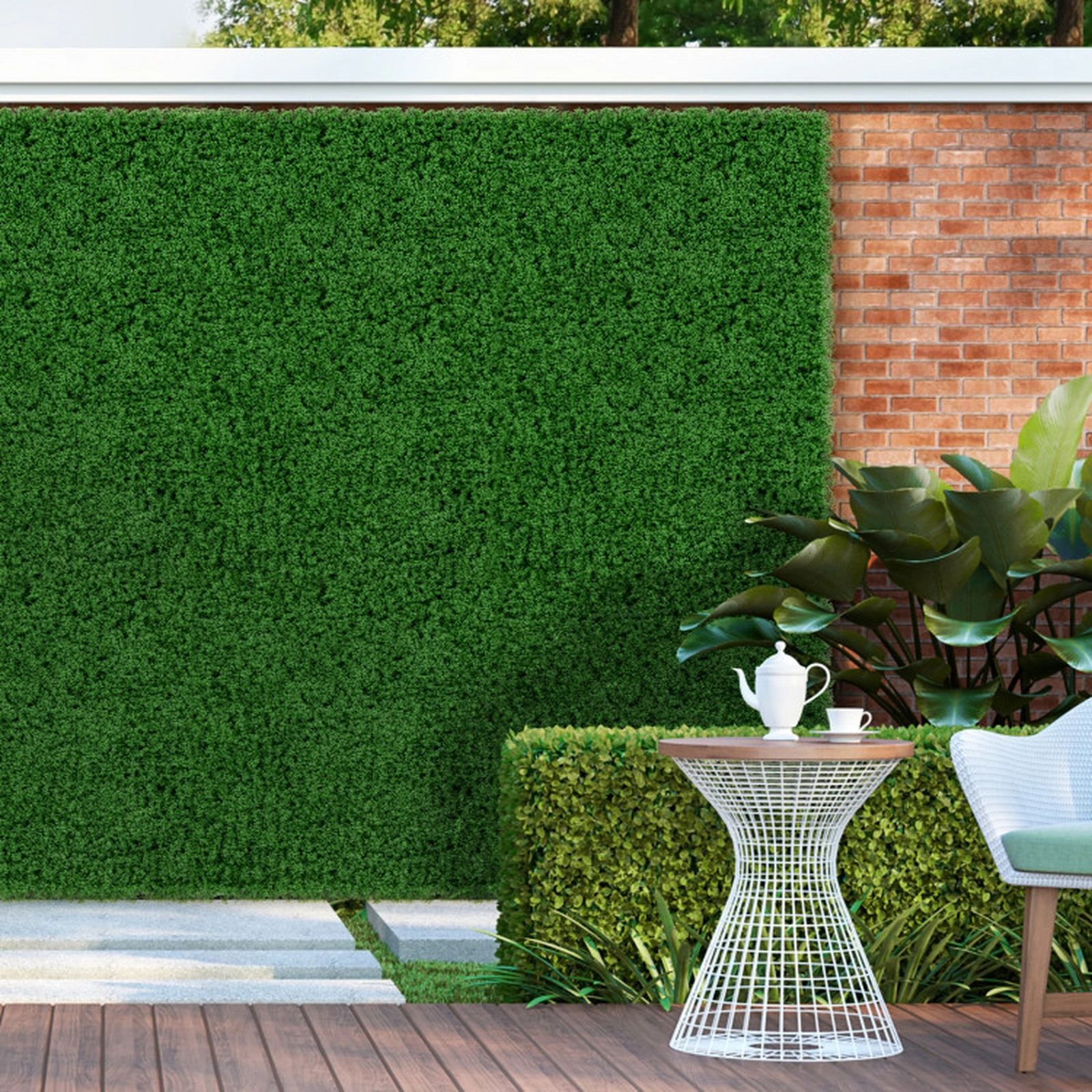 SUGIFT 12-Piece 20-in Green Artificial Grass Wall Panels with Clip-Lock Connection and 33-sq ft Coverage