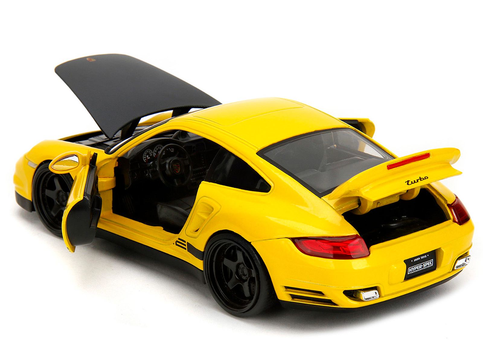 Jada Porsche 911 Turbo (997) Yellow with Carbon Hood "Hyper-Spec" Series 1/24 Diecast Model Car by Jada