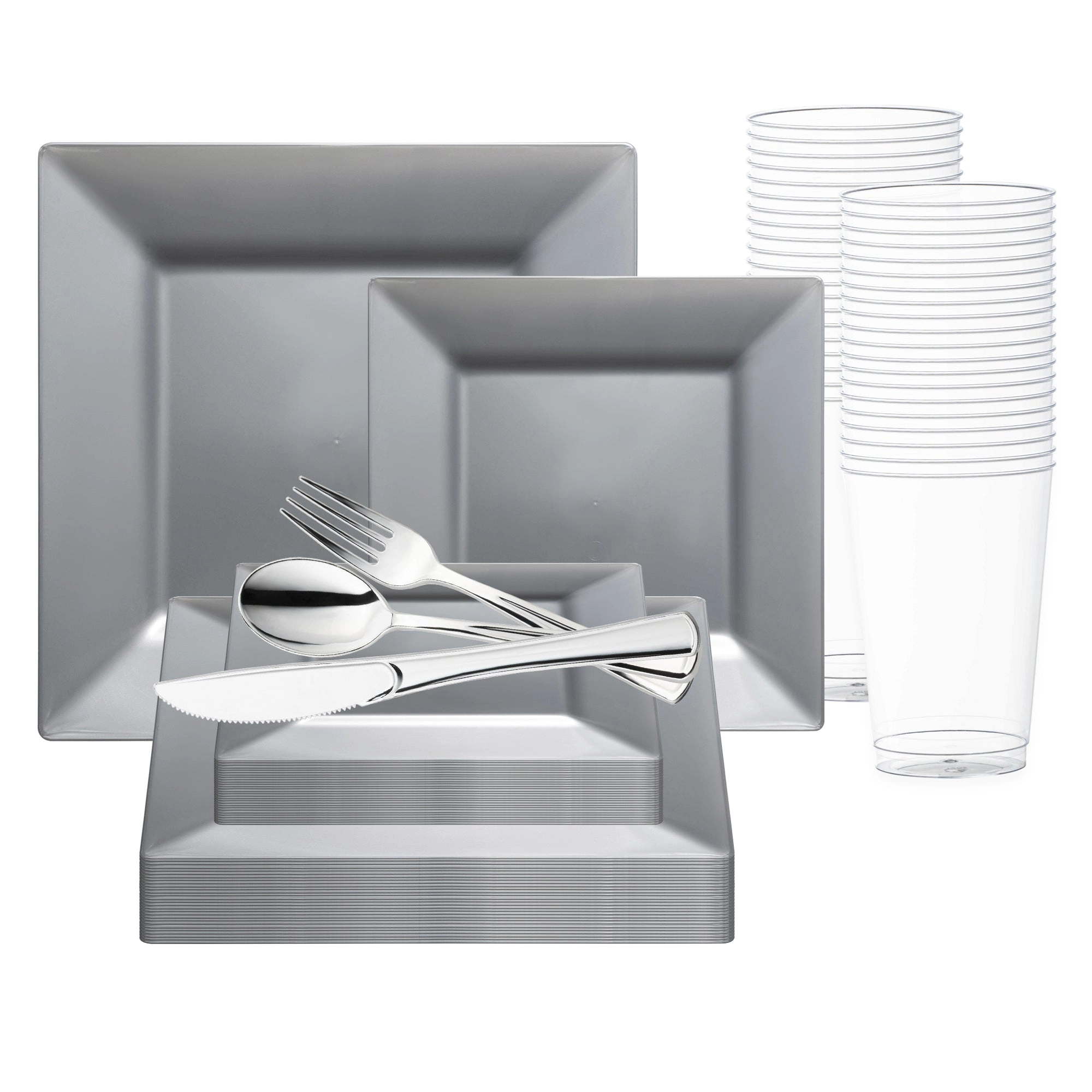 Smarty Had A Party Silver Square Plastic Wedding Value Set