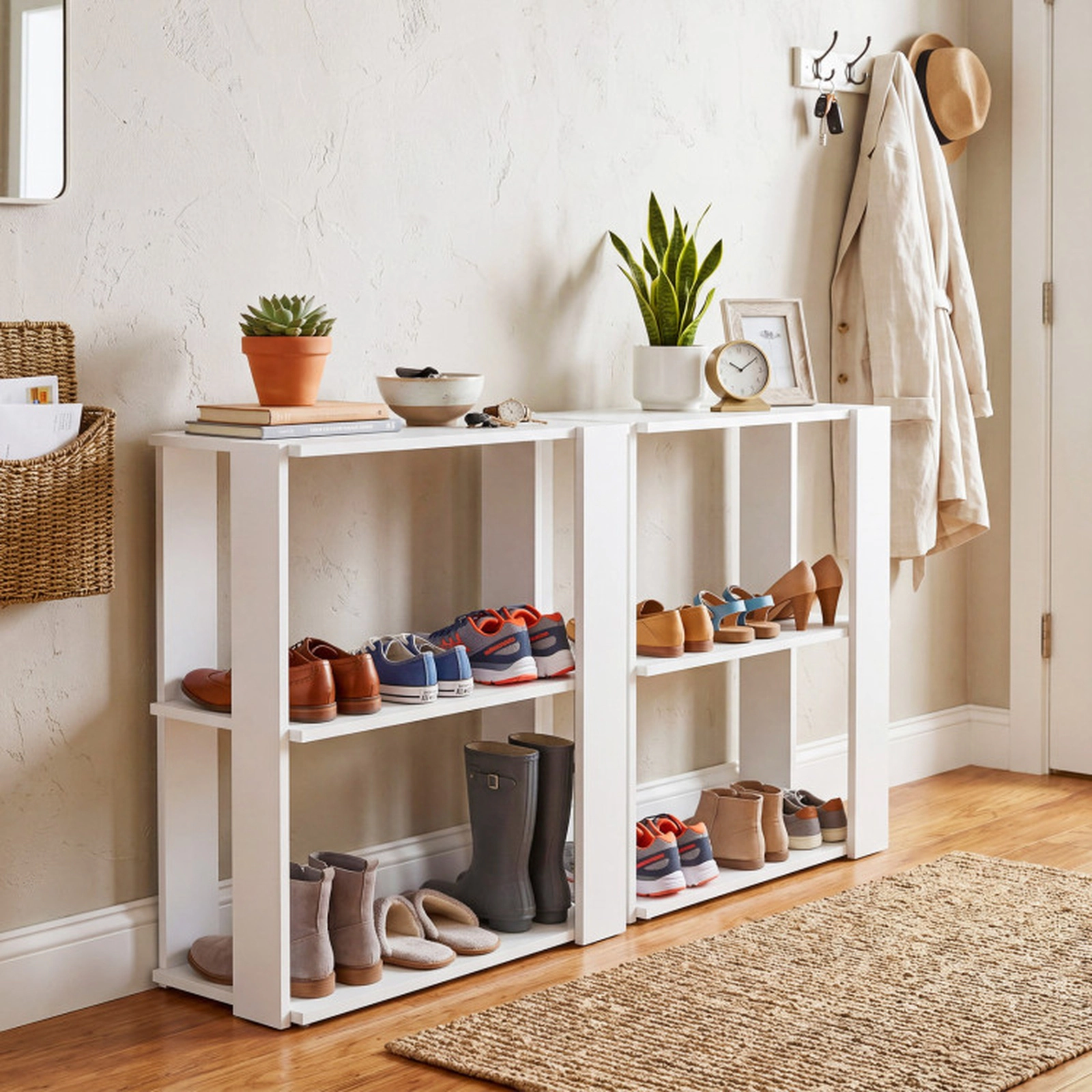 SUGIFT White Stackable Modern 20.5 Inch 3-Tier Shoe Rack Organizer