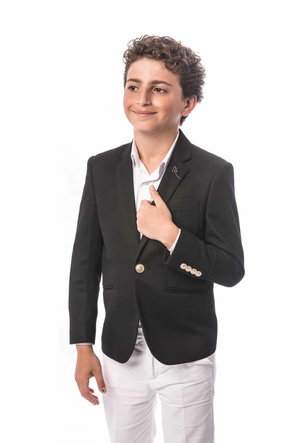 Elie Balleh Boys Slim Fit Honeycomb Blazer