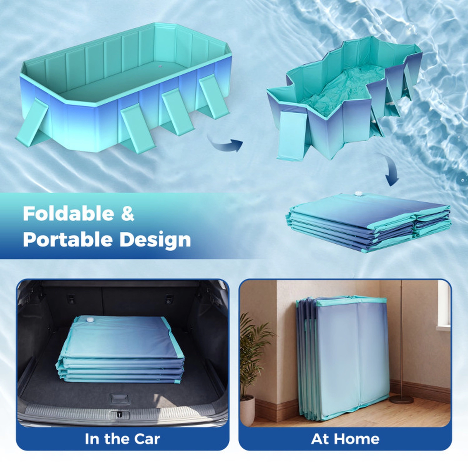 SUGIFT 99 x 52-in 881-lb Capacity Gradient Non-Inflatable Foldable Above Ground Swimming Pool with Drain Hose