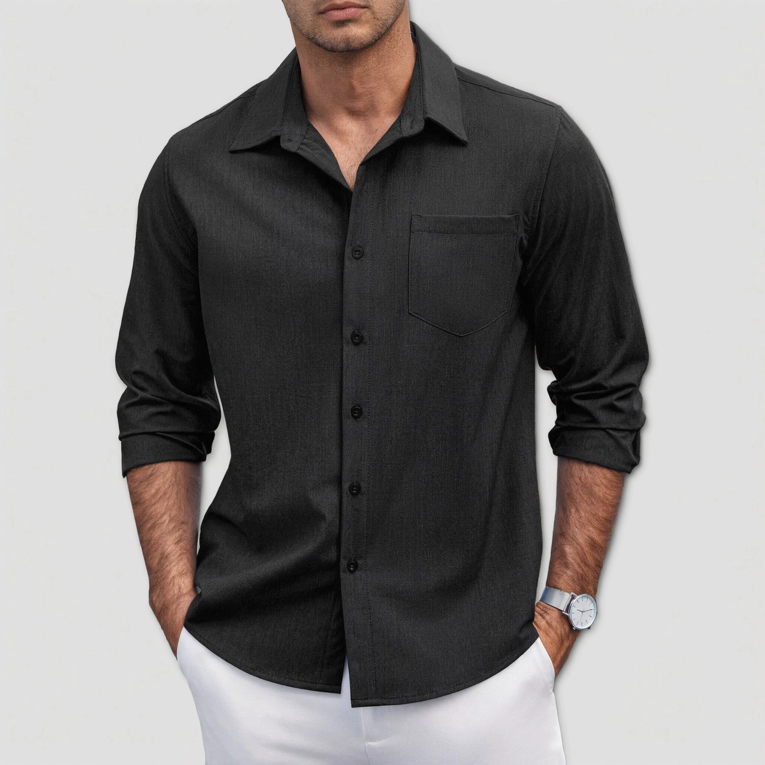 COOFANDY Mens Casual Long Sleeve Button Down Shirt Classic Collar Chest Pocket Tops