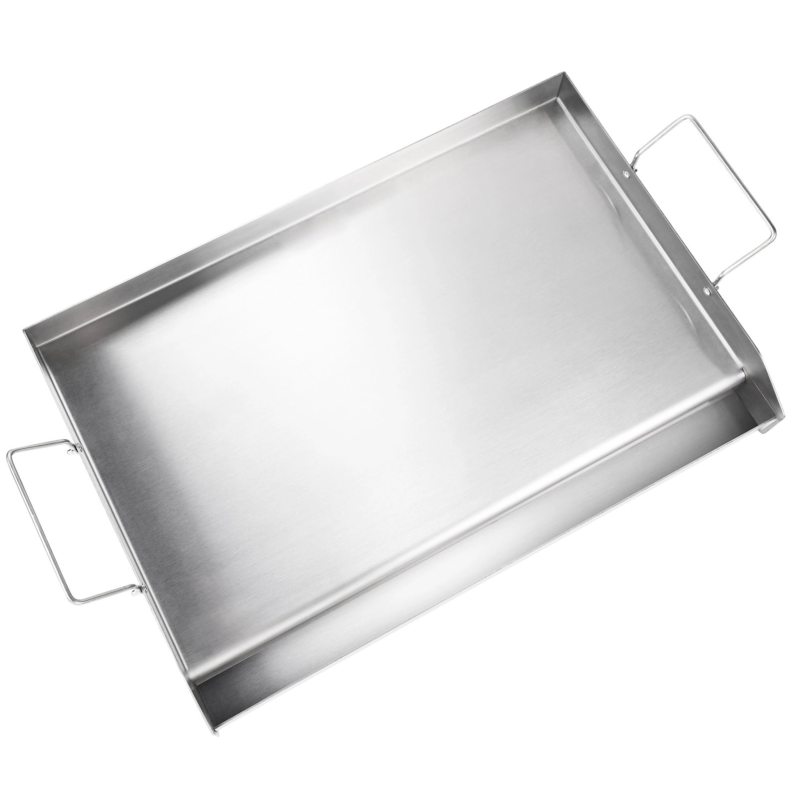 HONGGE 23.5 x 16 Inch Double Burner Stove Top Griddle, Non-Stick Stainless Steel Grill Pan with Oil Groove & Handle