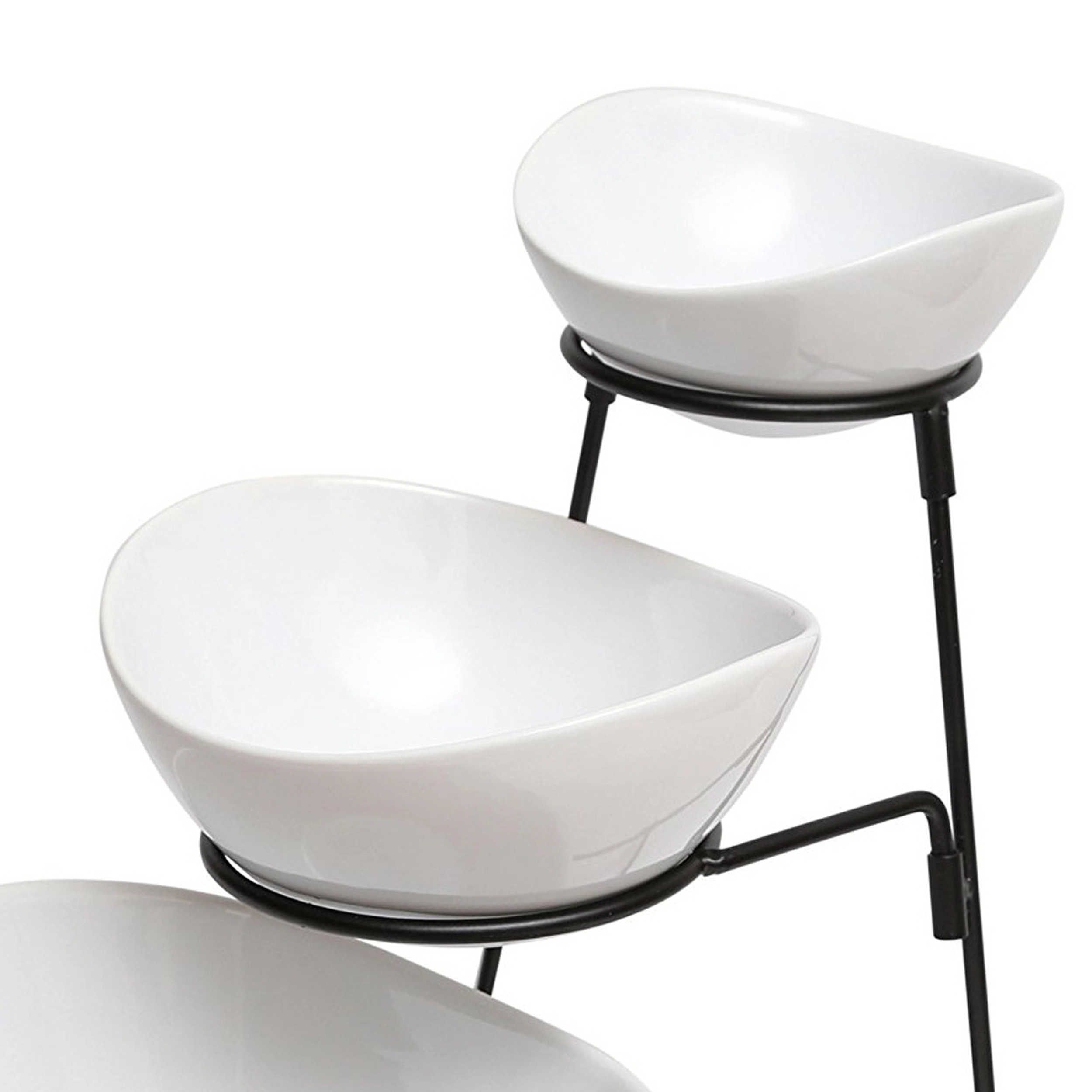 Gibson Elite Gracious Dining 3 Tier Bowl Server Set with Metal Stand