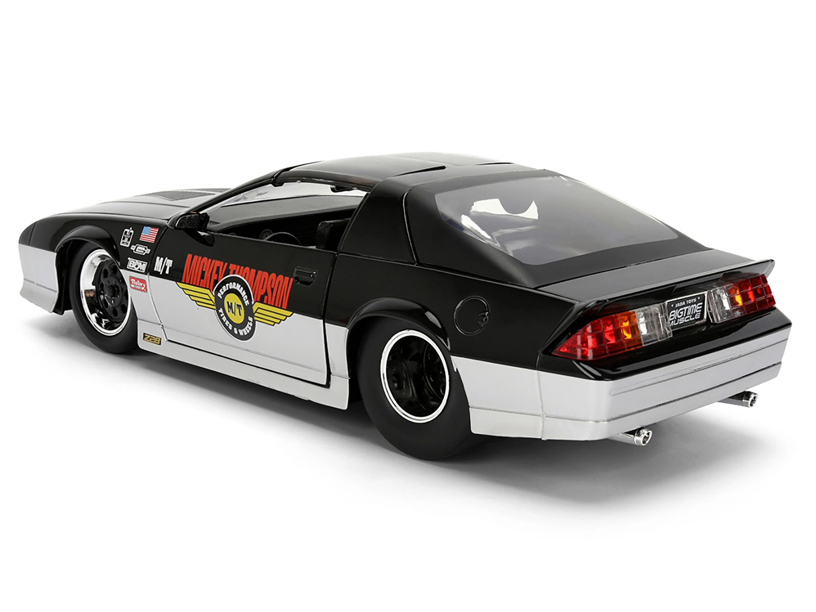 Jada 1985 Chevrolet Camaro Z28 "Mickey Thompson" Black and Silver Metallic "Bigtime Muscle" Series 1/24