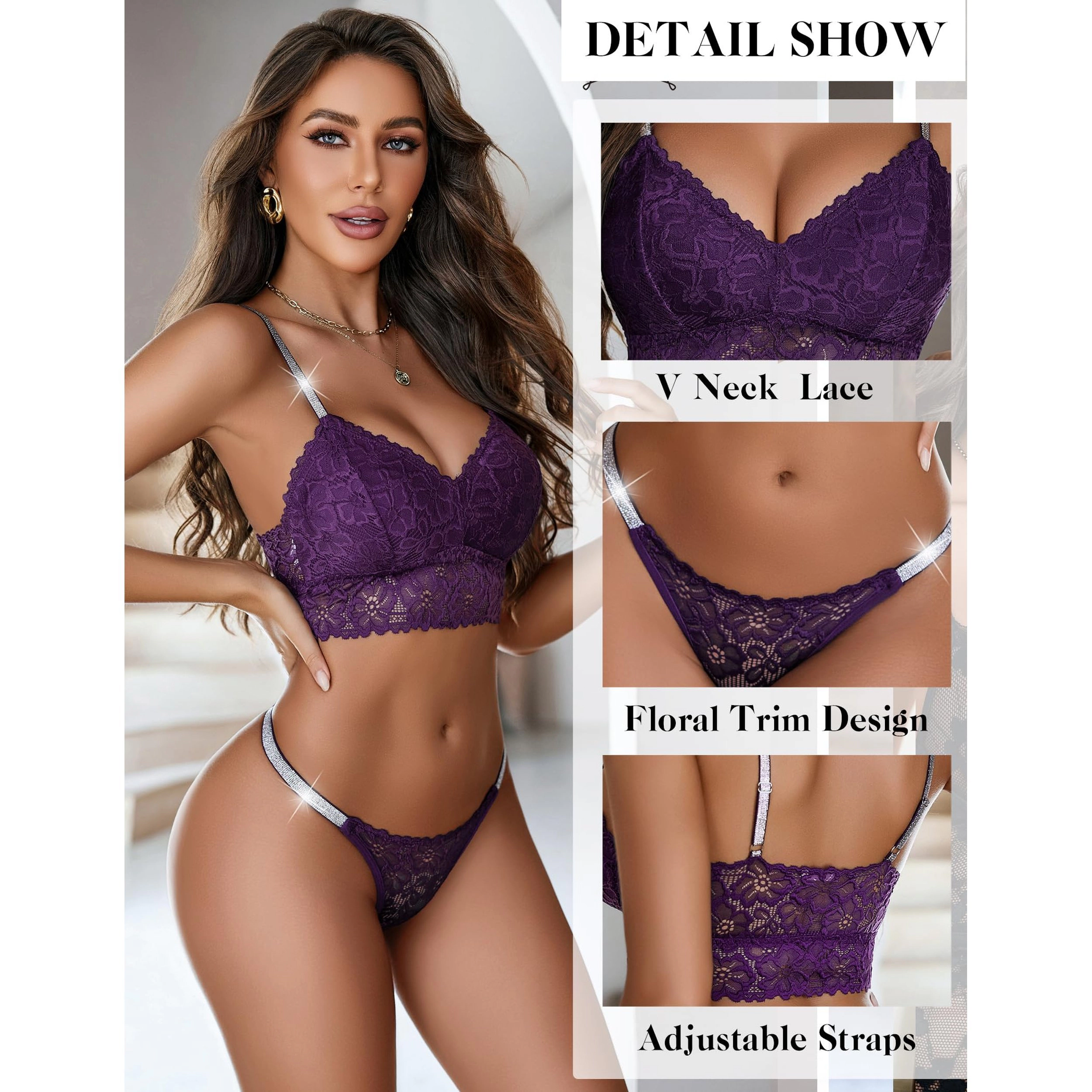 Avidlove Women's Lace Bralette and Panty Set