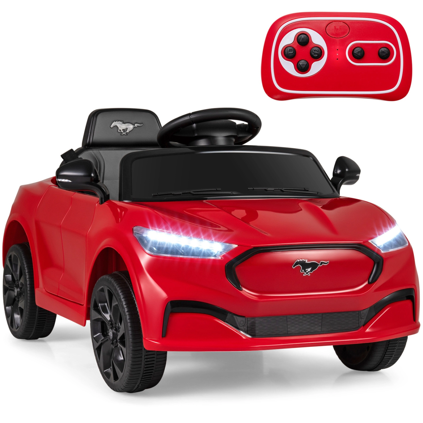 SUGIFT Parent Remote Control and Horn Kids 12V Licensed Ford Mach E Ride On Car