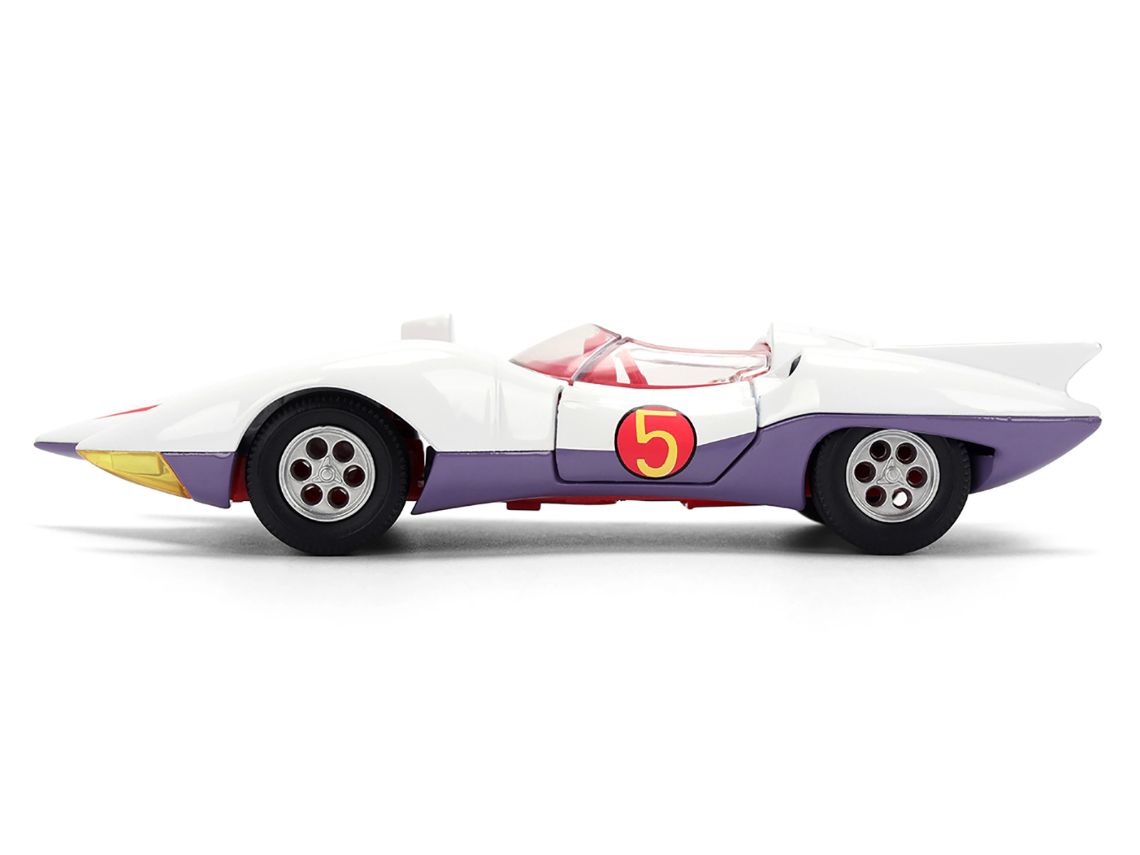Jada Mach 5 White with Red Stripes and Interior "Speed Racer" (1967) TV Series "Anime Hollywood Rides" Series