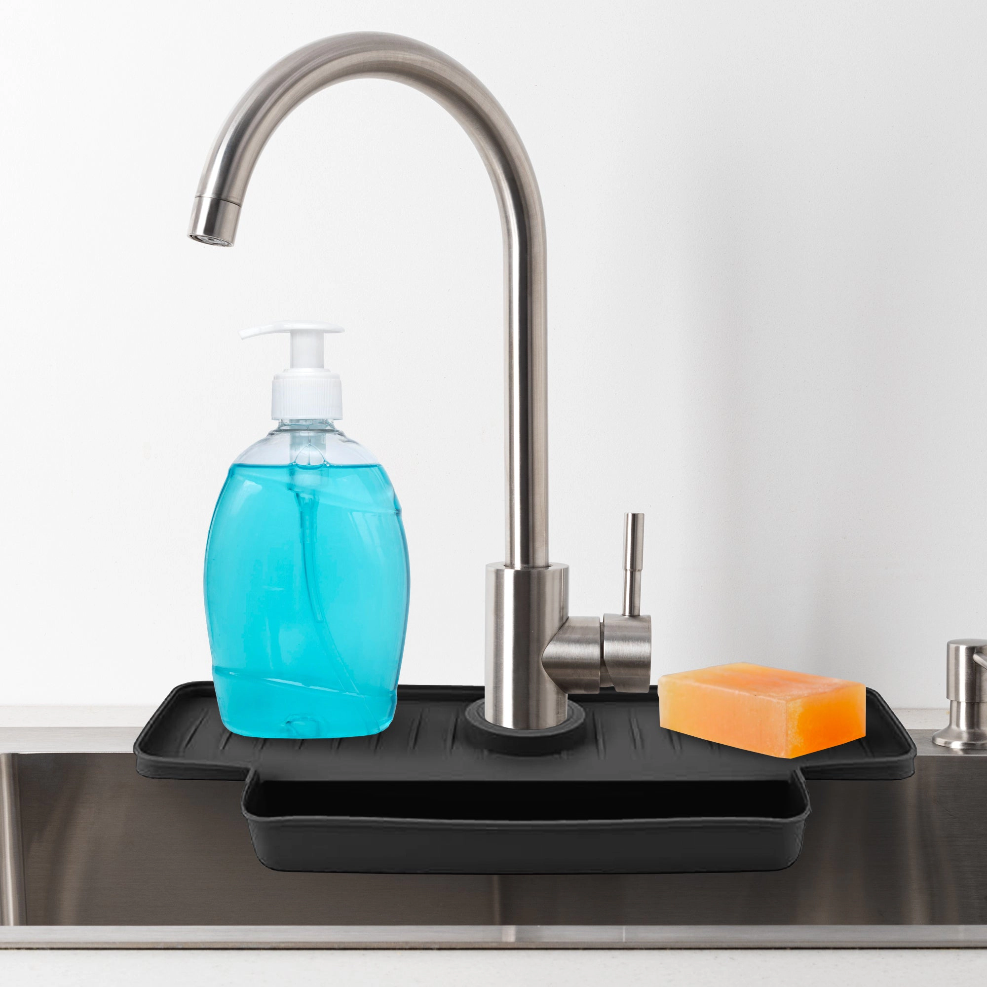 Cheer Collection Silicone Faucet Draining Mat and Splash Guard with Anti-Slip