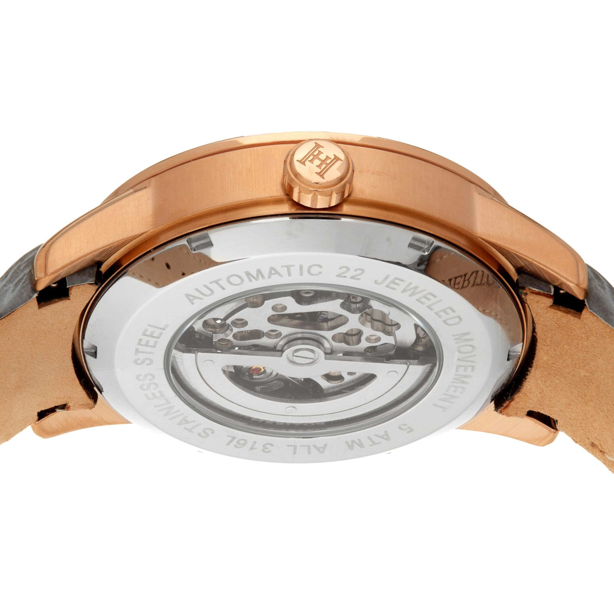Heritor Automatic Davies Semi-Skeleton Leather-Band Watch
