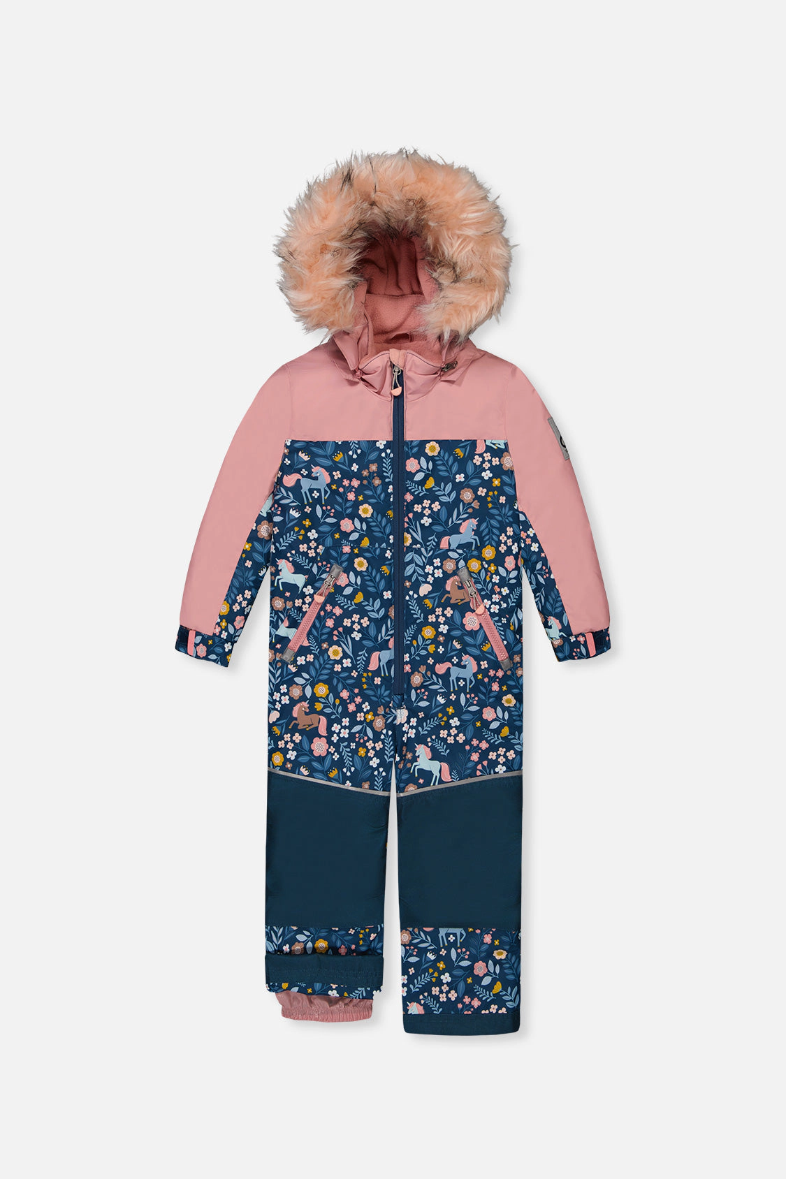 Deux par Girls Unicorn Print One Piece Discover Snowsuit with Detachable Hood