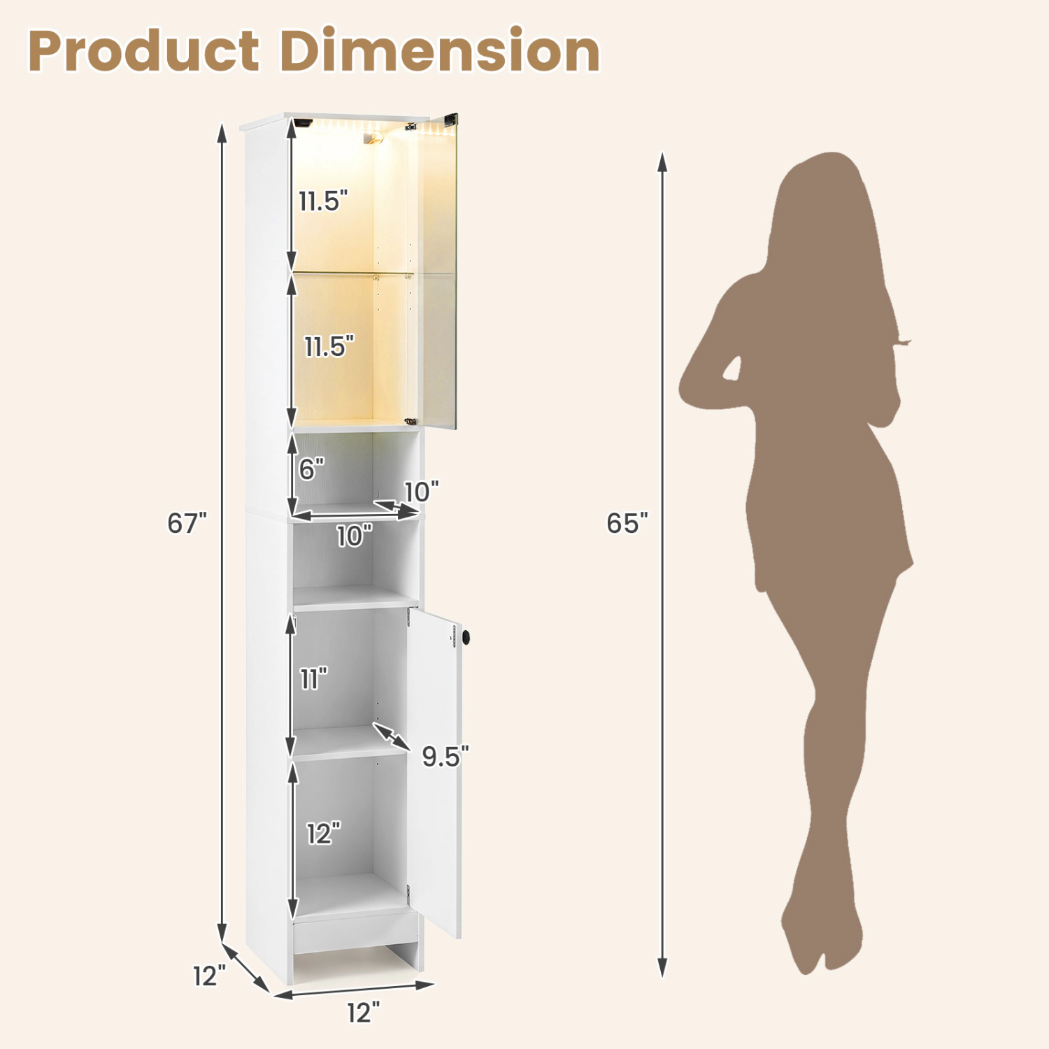SlickBlue LED Bathroom Cabinet with Glass Door and Adjustable Shelves