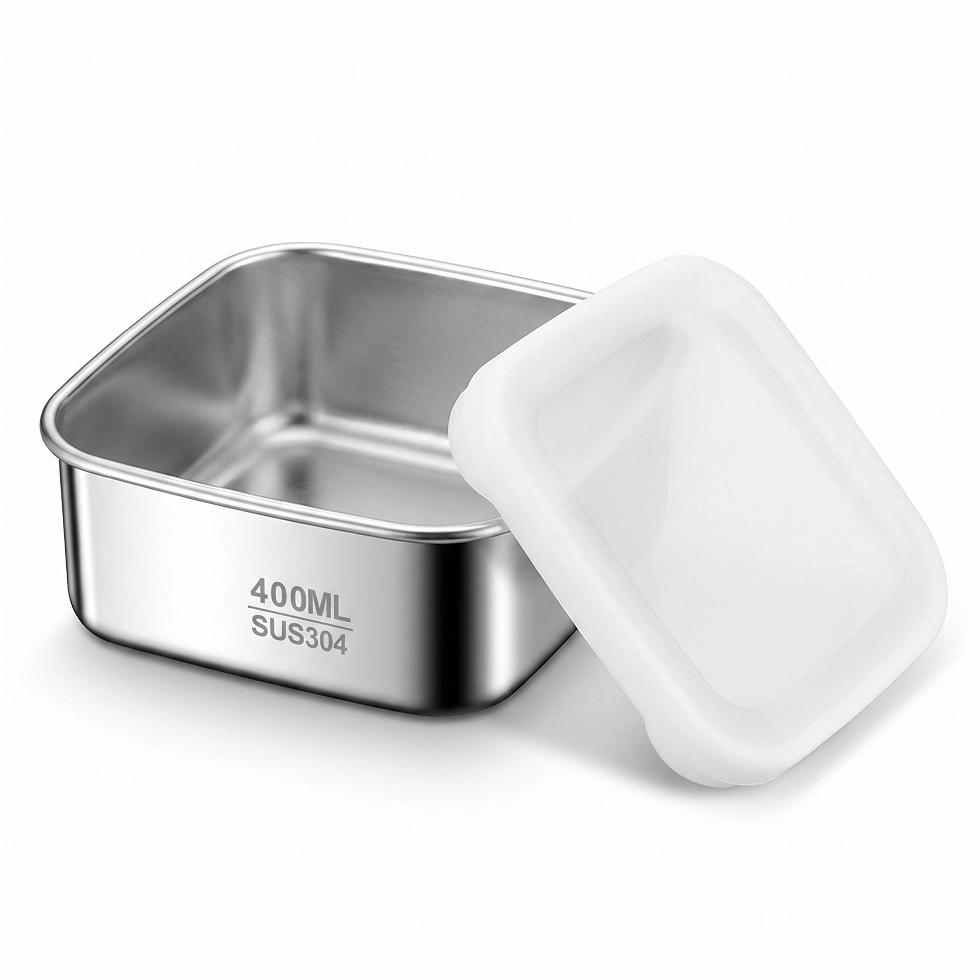 Alilang Unisex 2 Pack Stainless Steel Food Storage Container 400ml Airtight Lid Compact Meal Prep Box Reusable Kitchen S