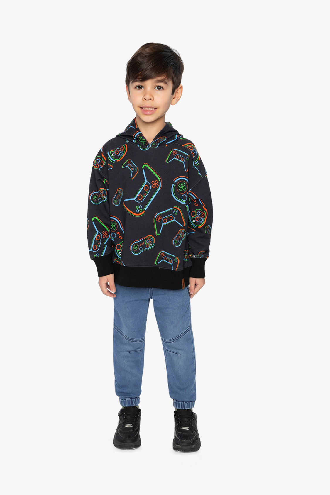 Deux par Boys Fleece Hooded Sweatshirt with Controller Print