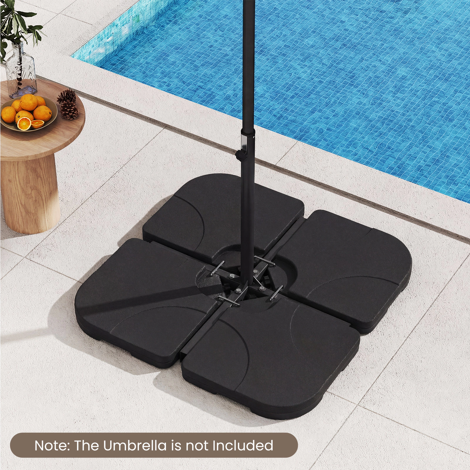 Slickblue 4PC Fillable Patio Umbrella Base Plates for Offset Umbrellas with Interlocking Square Design