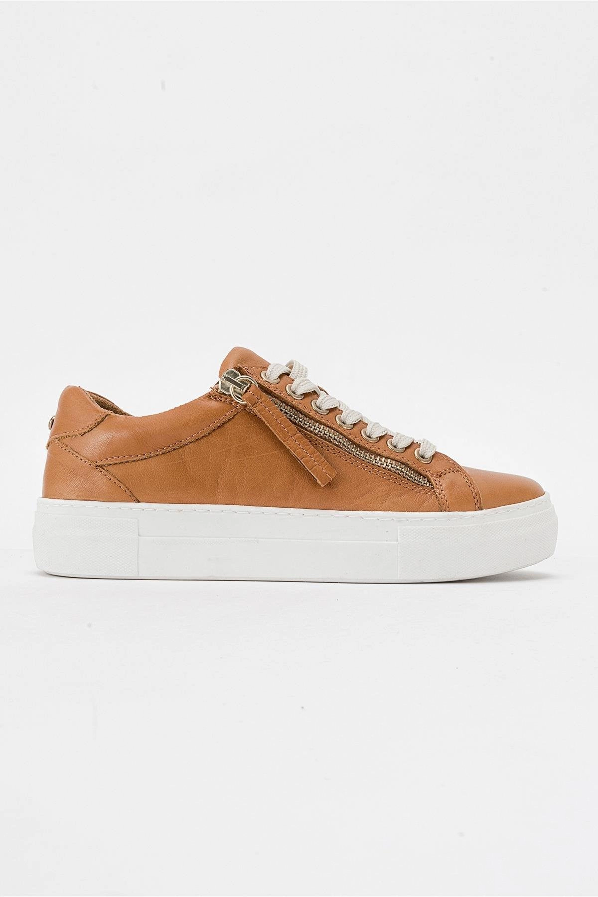 Forever & Always Womens Beryl Leather Zip Sneaker