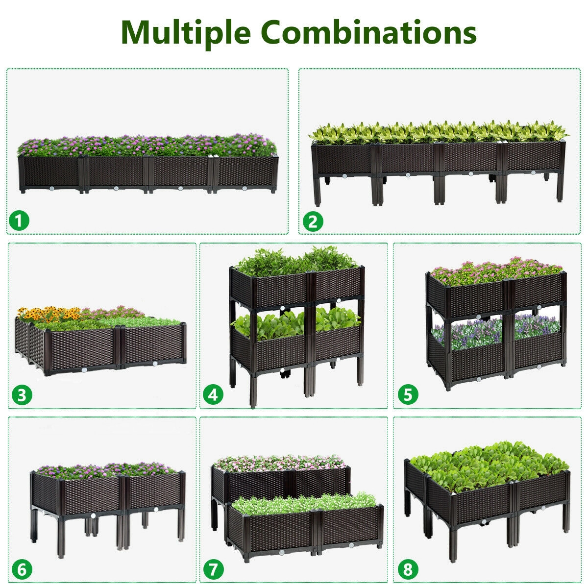 SlickBlue Set of 4 Raised Garden Planter Boxes with Self Watering System and Legs
