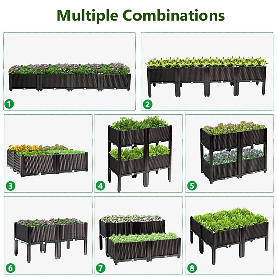 SlickBlue Set of 4 Raised Garden Planter Boxes with Self Watering System and Legs