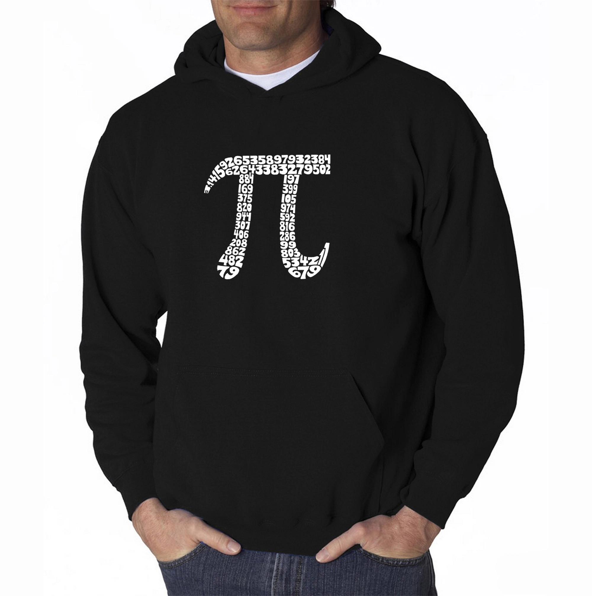 LA Pop Art THE FIRST 100 DIGITS OF PI - Men's Word Hooded Sweatshirt