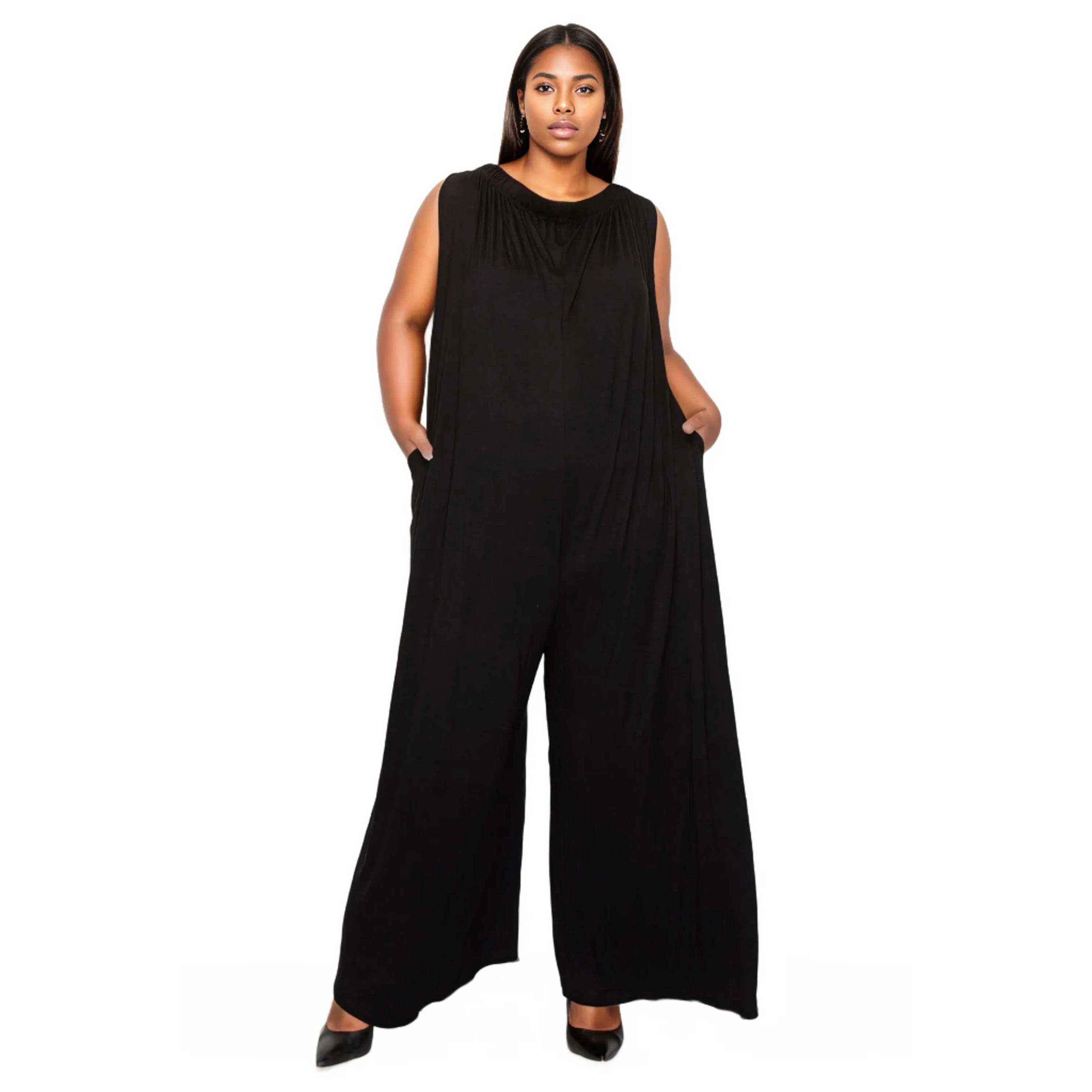 L I V D Women's Plus Olson Wide Leg Pocket Jumpsuit