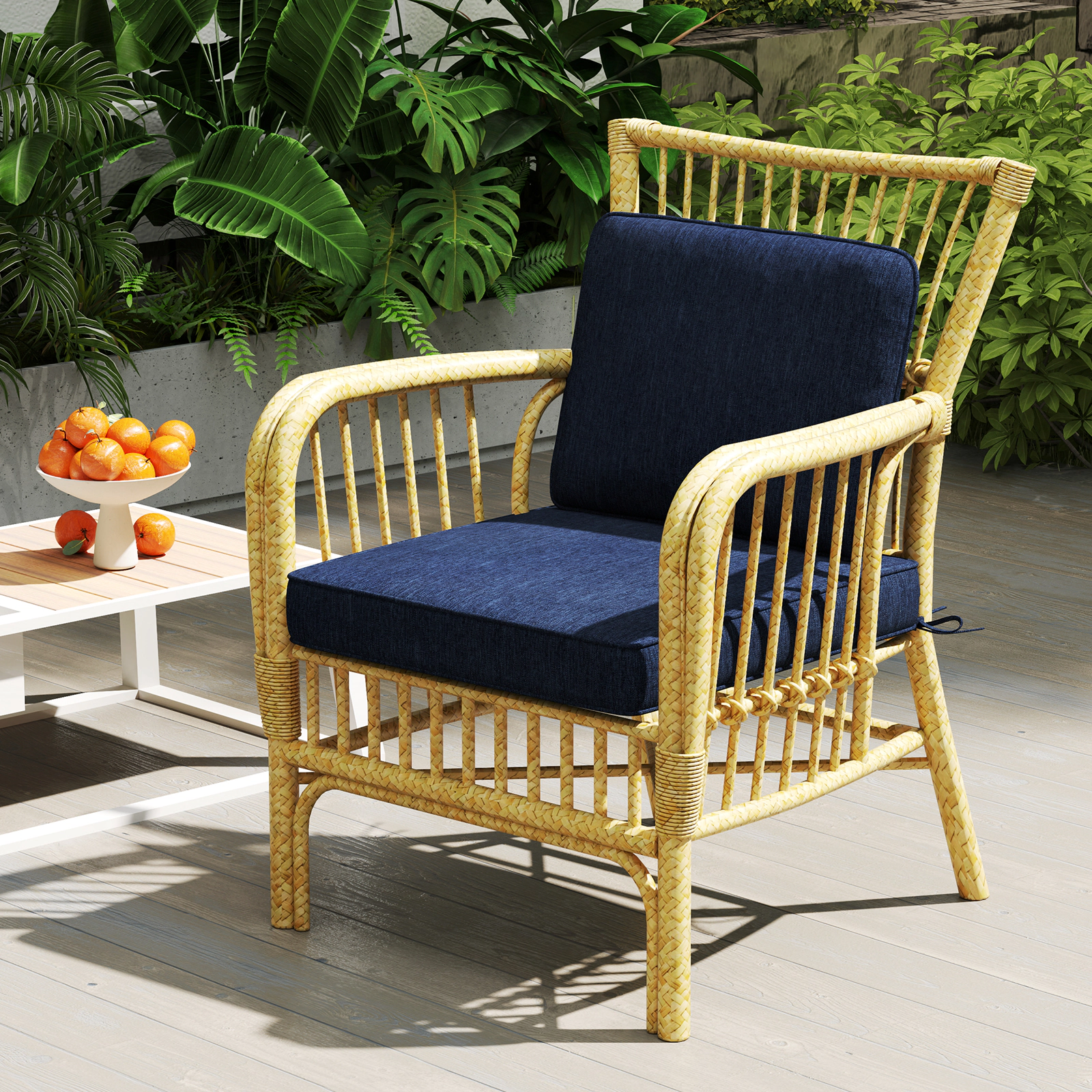 LJG Set of 4 Outdoor Patio Cushion Set with Removable Covers