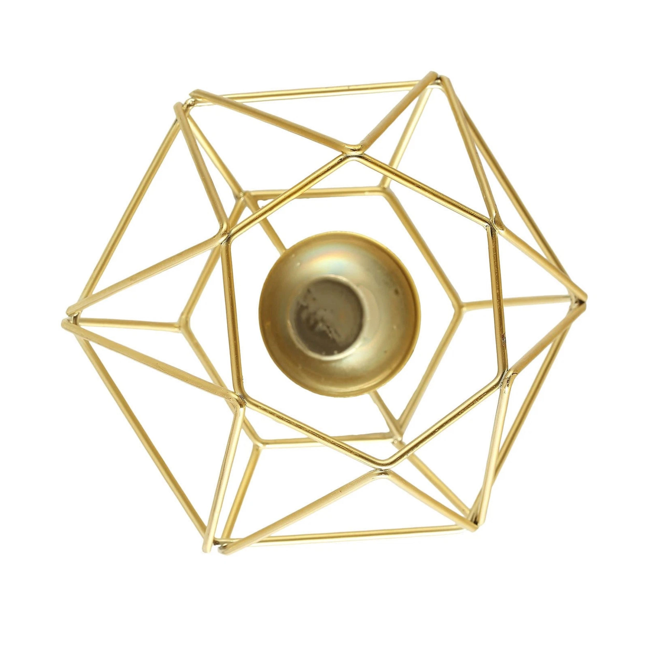 Home Collection Set of 2 Geometric Metal Hexagon Candle Holders