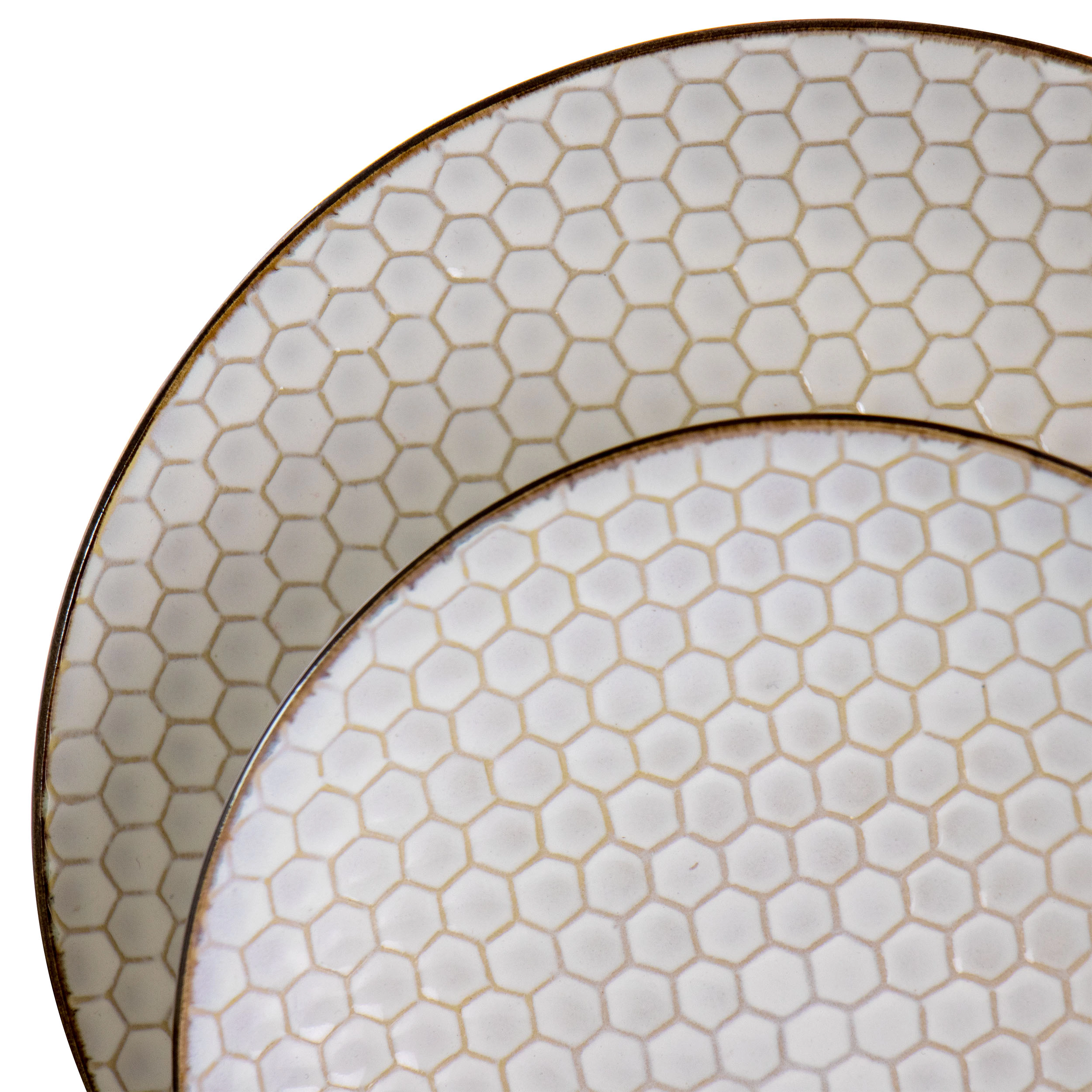 Elama Honey Ivory 16 Piece Stoneware Dinnerware Set in Ivory