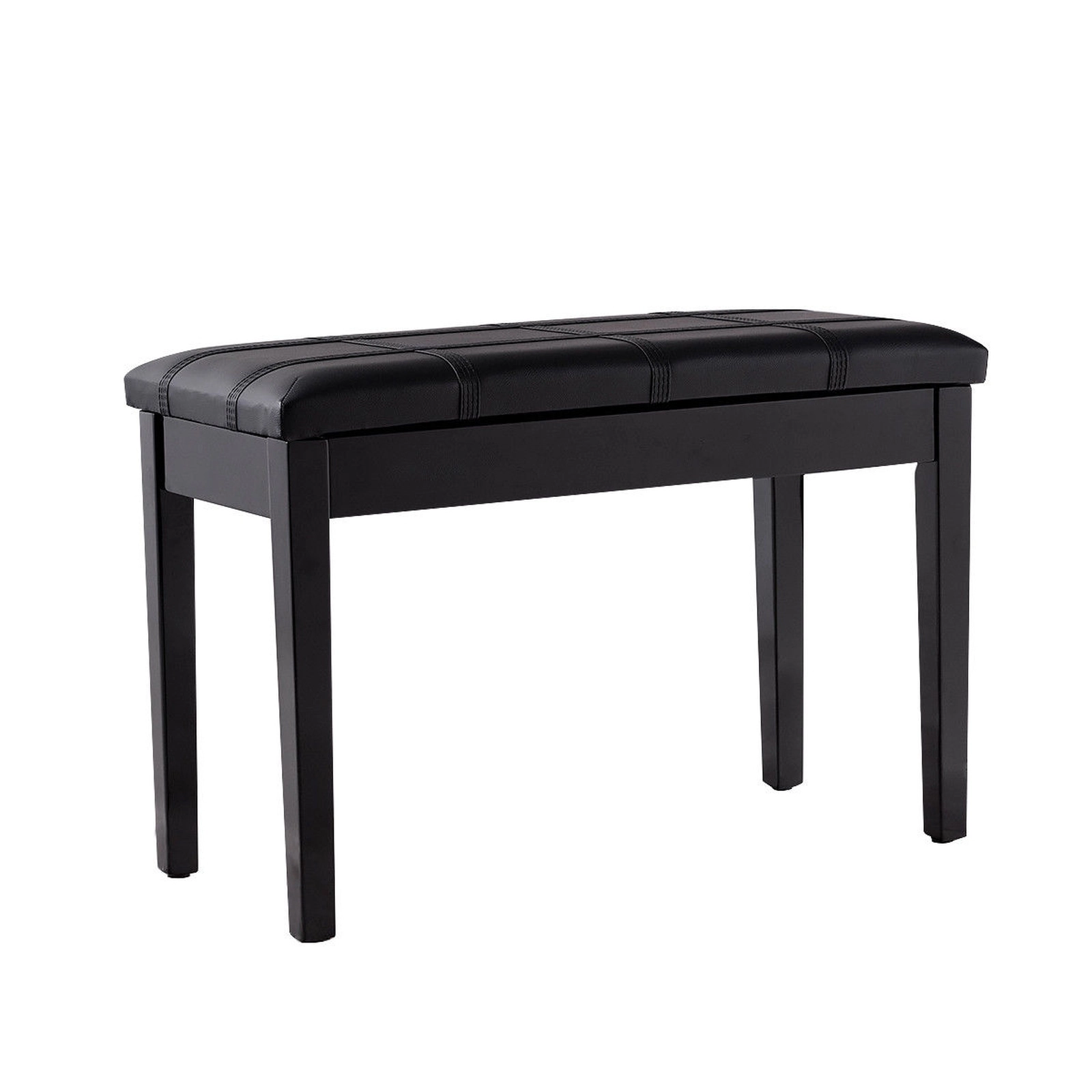 SUGIFT Solid Wood PU Leather Double Duet Piano Keyboard Bench Ottoman 360-lb Capacity Black