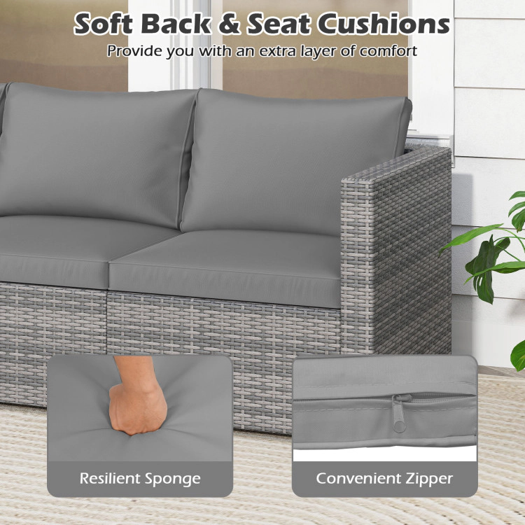 Hivvago 3 Pieces Patio Sectional Sofa Set Pe Rattan Modular Couch Furniture With Soft Cushions