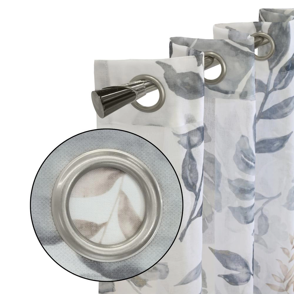Habitat Alba Sheer Botanical Leaf Design Touch of Nature to Your Home or Office Grommet Curtain Panel 52" x 84" Taupe
