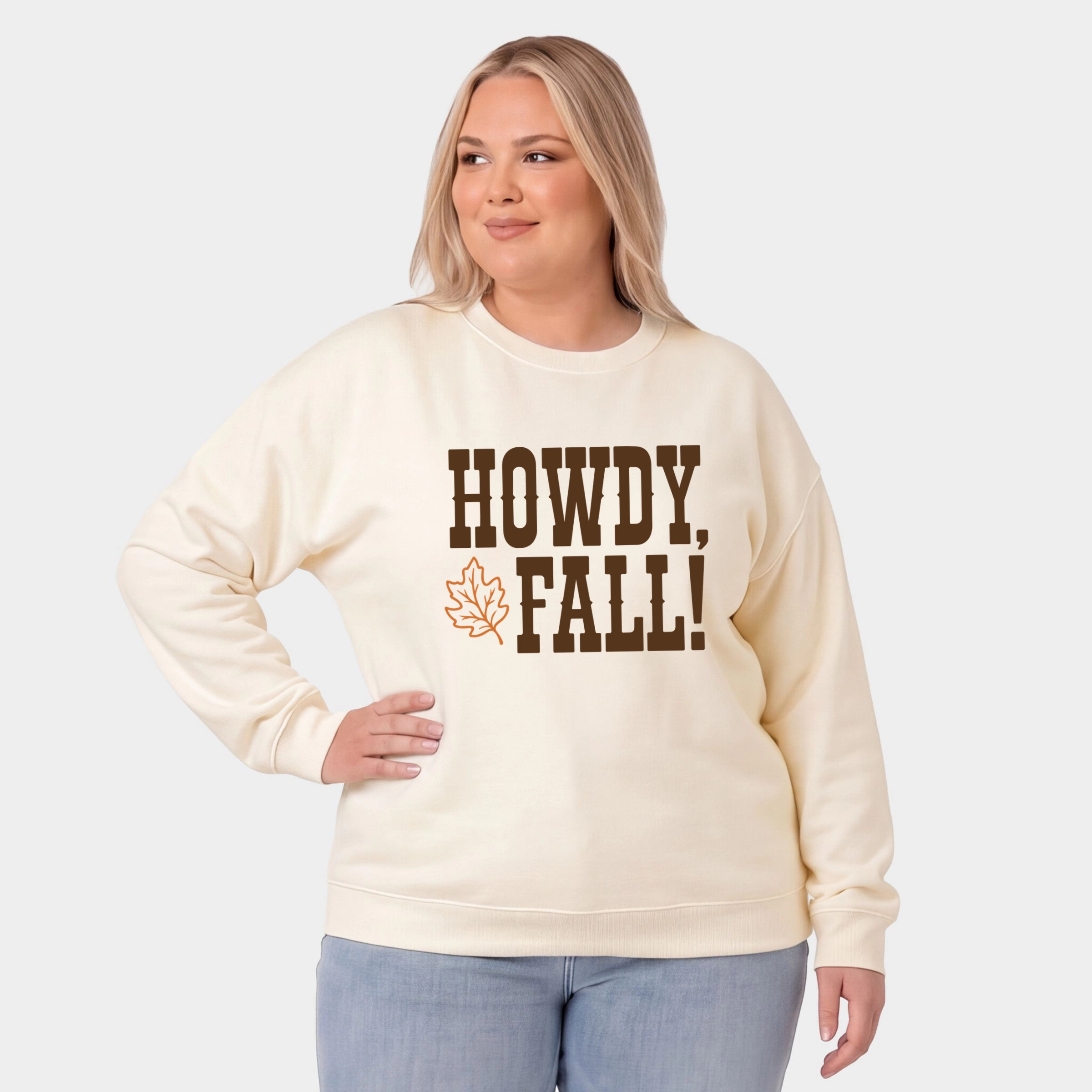 Simply Sage Market - Women's Plus Sweatshirt Howdy Fall Leaf