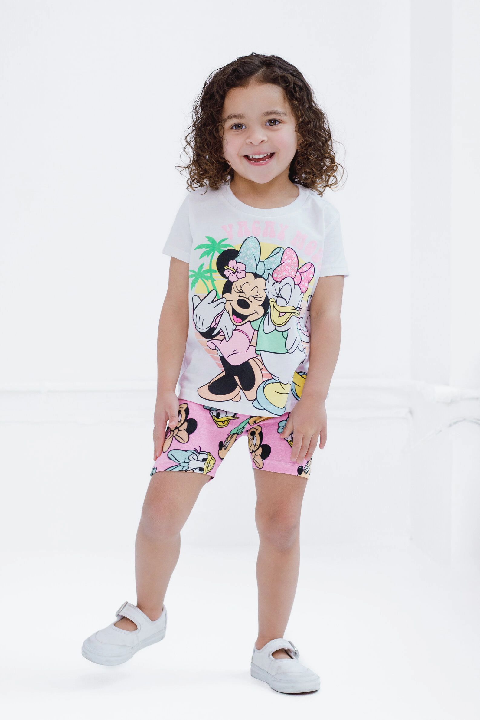 Disney Minnie Mouse Girls' 2-Piece T-Shirt and Bike Shorts Set