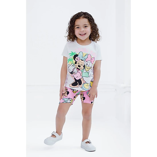 Disney Minnie Mouse Girls' 2-Piece T-Shirt and Bike Shorts Set