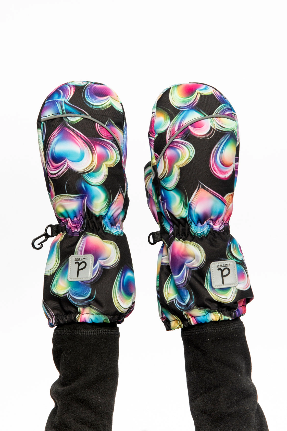 Deux par Girls Play Heart Print Waterproof Winter Mittens with Rubberized Palm