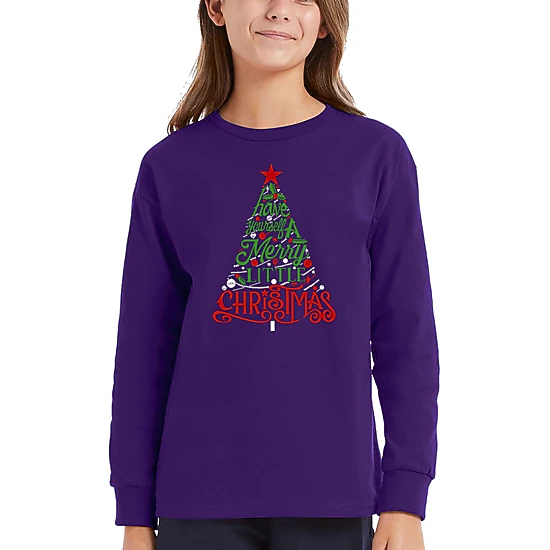 LA Pop Art Girls Long Sleeve Word Art T-Shirt - Have Yourself A Merry Little Christmas