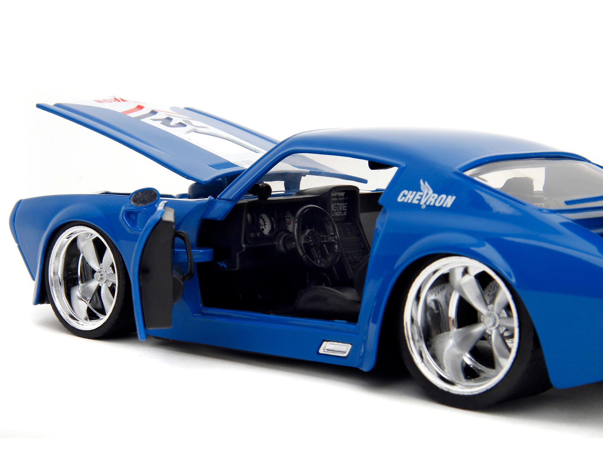 Jada 1972 Pontiac Firebird #72 Blue with White Stripe "Chevron" "Bigtime Muscle" Series 1/24 Diecast Model Car by Jada