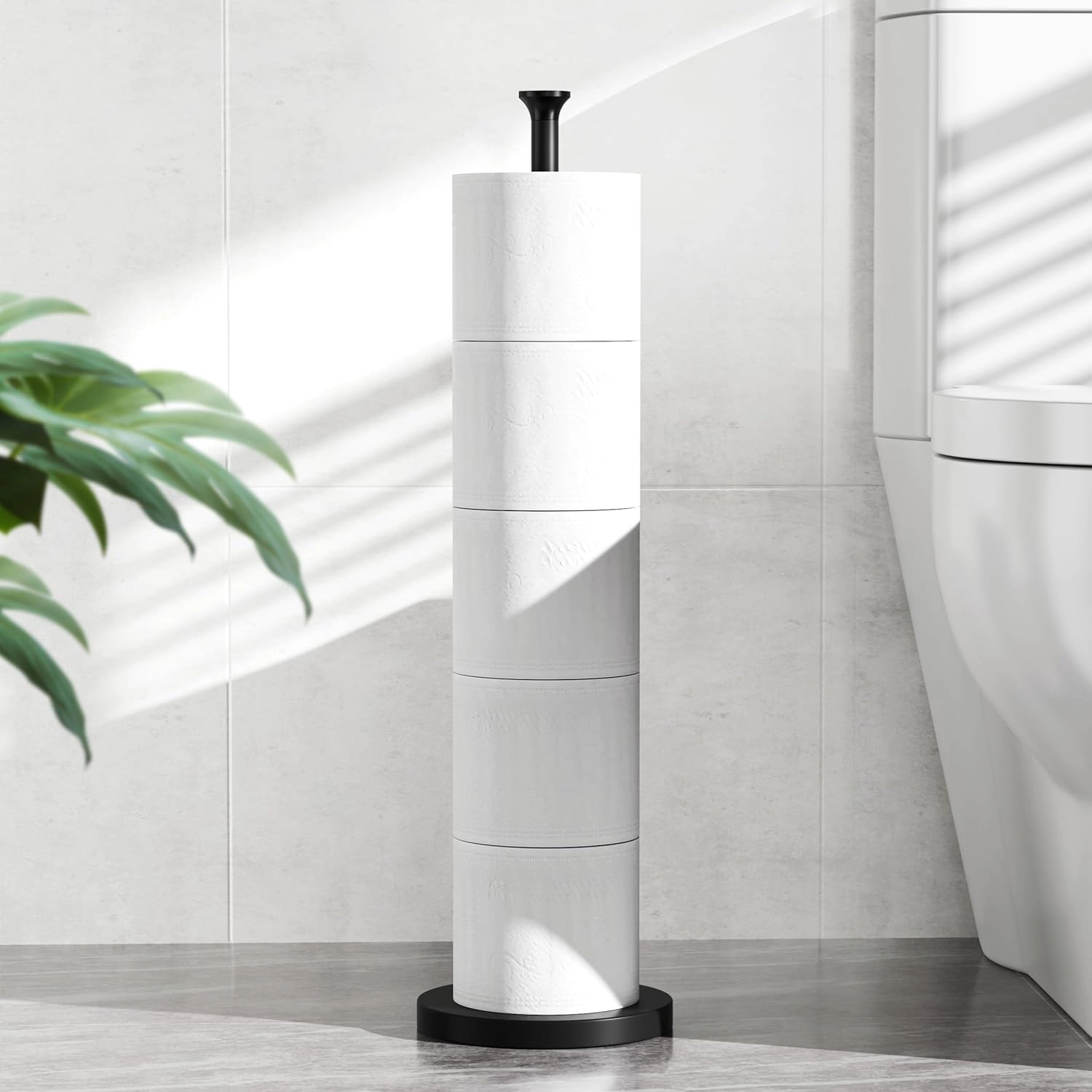 Stock Preferred Freestanding Stainless Steel Toilet Paper Holder Stand with Reserve Storage
