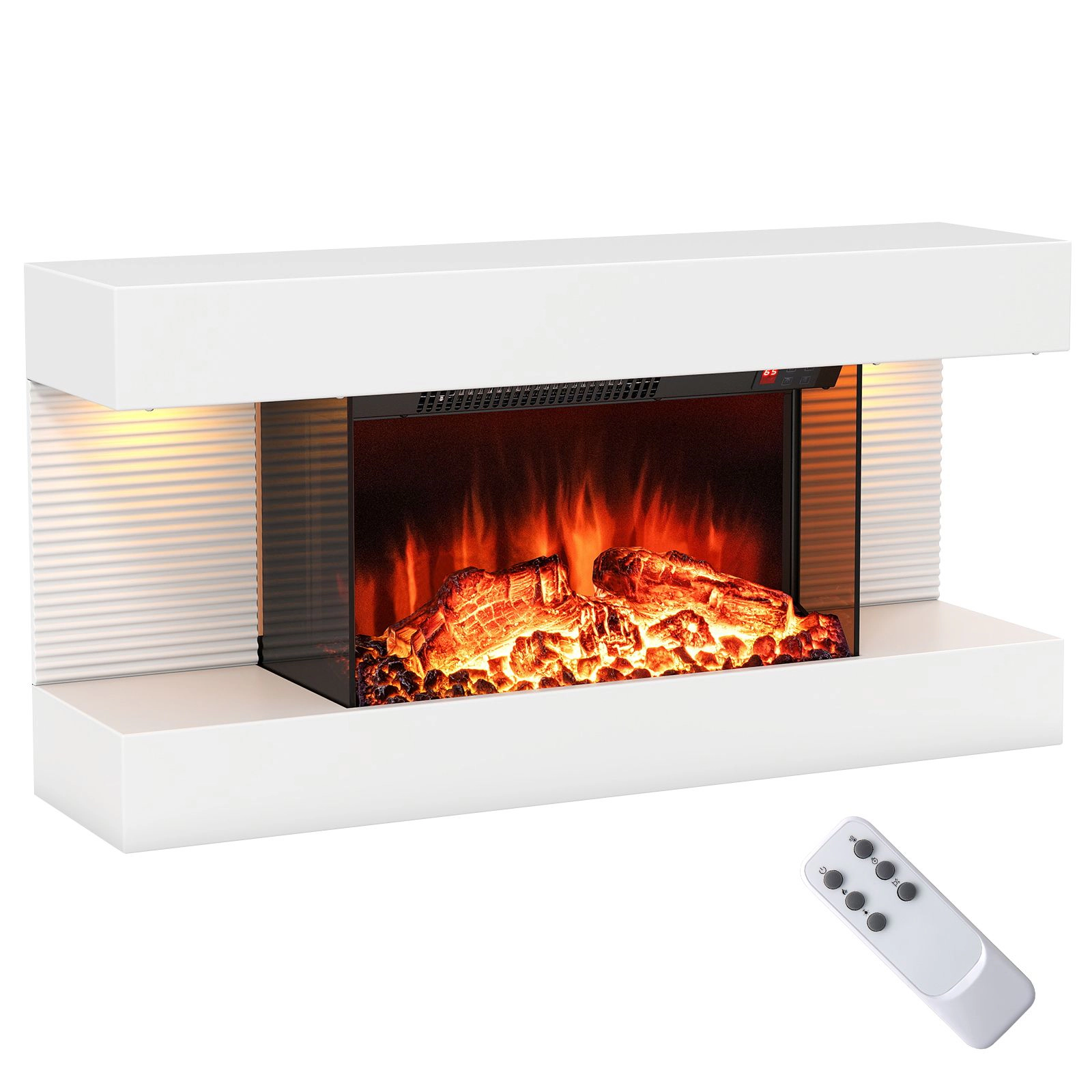 SlickBlue 32 Inch Wall Fireplace Heater with Floating Mantel