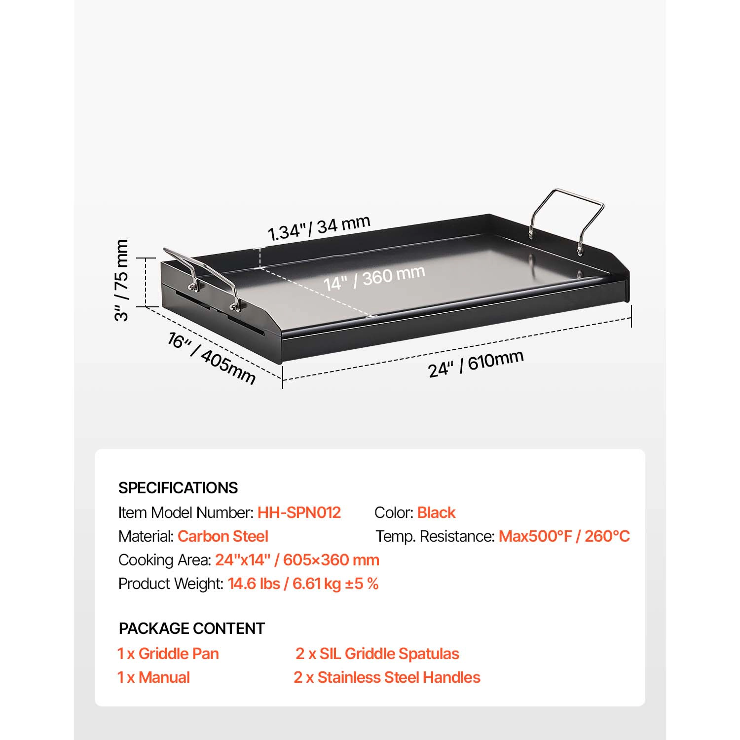 HONGGE Stainless Steel Griddle Universal Flat Top Rectangular Plate Gas Grill for BBQ Teppanyaki Portable