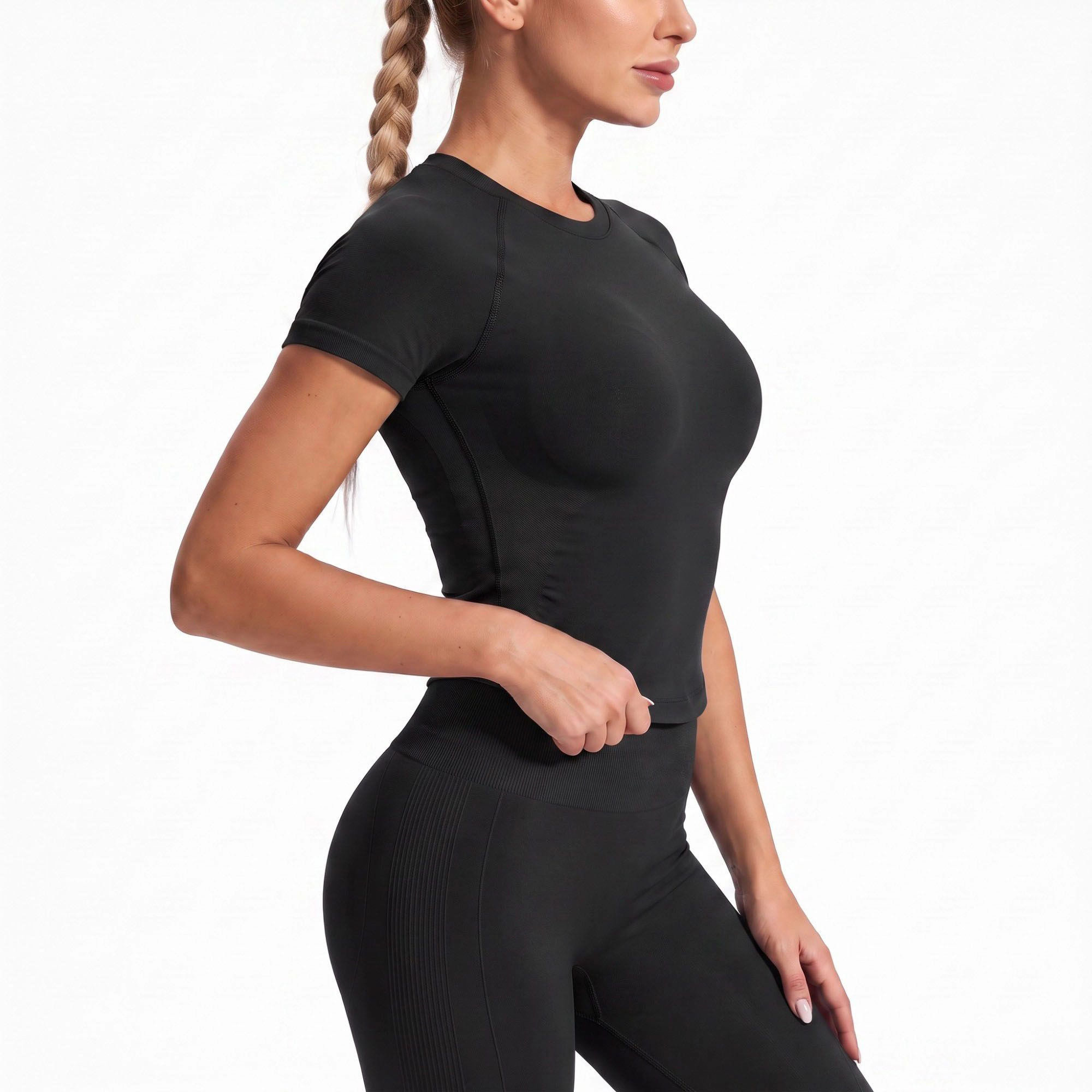 Anna-Kaci Women's Fitted Raglan Short Sleeve Workout Top Crew Neck Athletic Shirt for Training and Athleisure