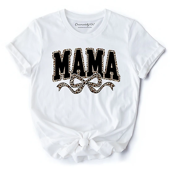 OrnamentallyYou Womens Coquette Leopard Mama T-Shirt