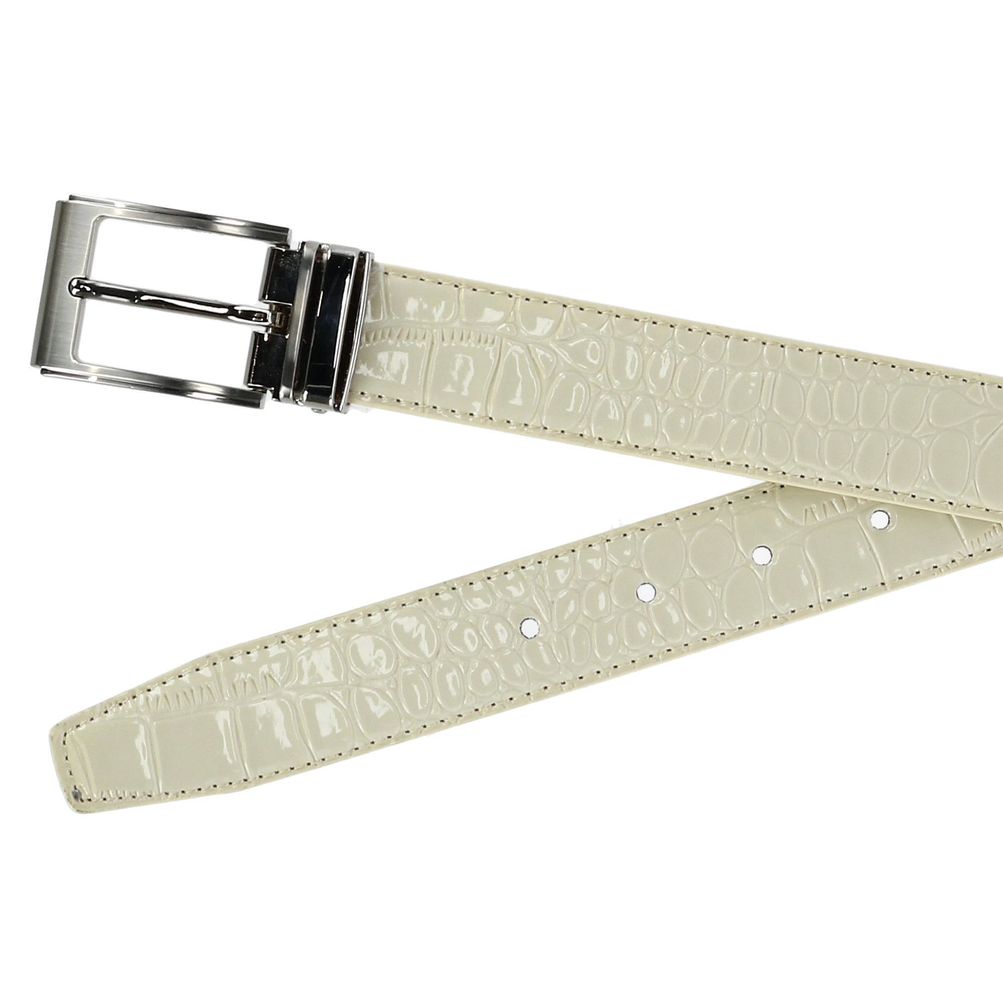 CTM Leather Croc Print Dress Belt with Clamp On Buckle