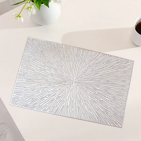Alilang Unisex 4-Piece Rectangular Woven Rattan Placemat with Radiating Sunburst Design