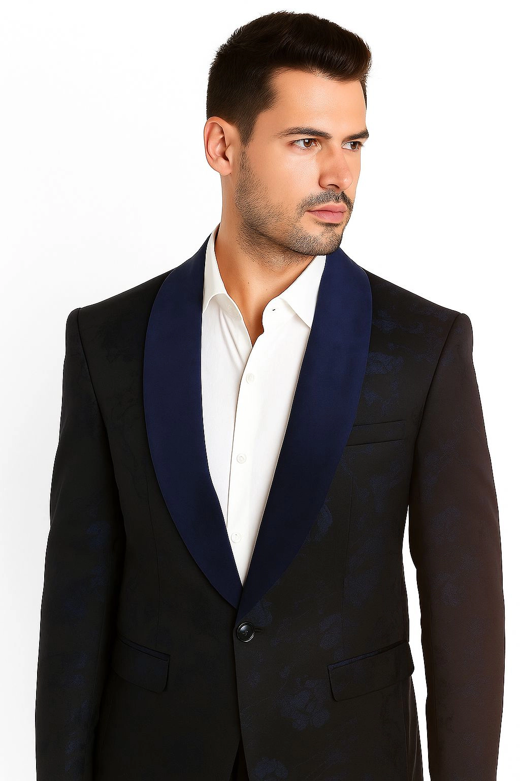 Elie Balleh Men's Slim Fit Floral Shawl Collar Blazer