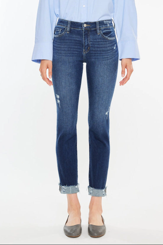 KanCan Women's Essentials Mid Rise Slim Straight Leg Jeans Emely